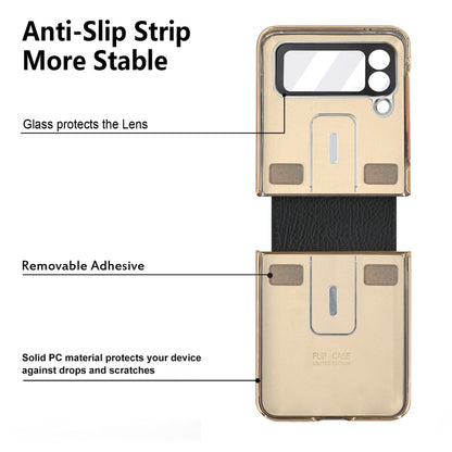 Colorful Leather + PC Phone Case with Ring, For Samsung Galaxy Z Flip4 5G, For Samsung Galaxy Z Flip3 5G