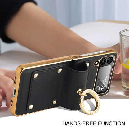 Colorful Leather + PC Phone Case with Ring, For Samsung Galaxy Z Flip4 5G, For Samsung Galaxy Z Flip3 5G