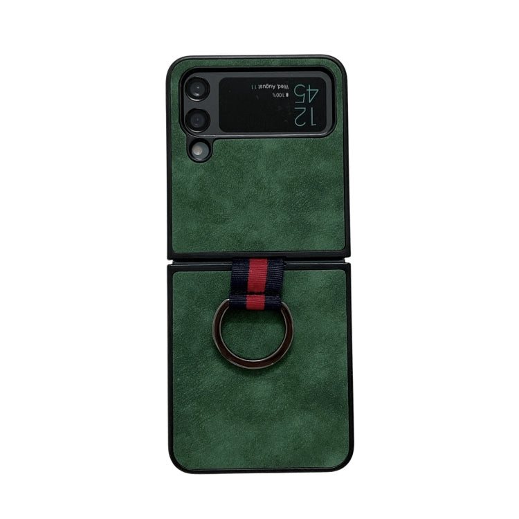 Morocco Texture PU+TPU+PC Shockproof Phone Case With Ring, For Samsung Galaxy Z Flip4
