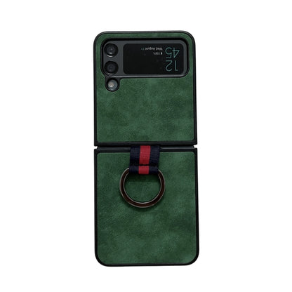 Morocco Texture PU+TPU+PC Shockproof Phone Case With Ring, For Samsung Galaxy Z Flip4