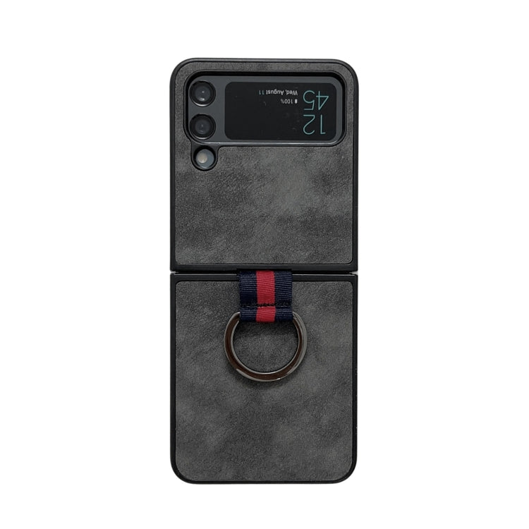 Morocco Texture PU+TPU+PC Shockproof Phone Case With Ring, For Samsung Galaxy Z Flip4
