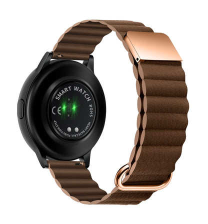 Magnetic Buckle Leather Watch Band, 20mm For Samsung Galaxy Watch3 41mm, 20mm For Samsung Galaxy Watch3 45mm, 22mm For Samsung Galaxy Watch3 41mm, 22mm For Samsung Galaxy Watch3 45mm