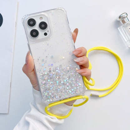 Lanyard Glitter Epoxy Clear Phone Case, For iPhone 13 Pro, For iPhone 13 Pro Max, For iPhone 12 mini, For iPhone 12 / 12 Pro, For iPhone 12 Pro Max, For iPhone 11