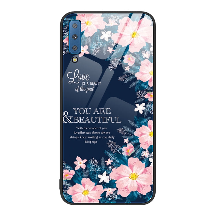 Colorful Painted Glass Phone Case, For Samsung Galaxy A7 2018, For Samsung Galaxy A8+ 2018, For Samsung Galaxy A12
