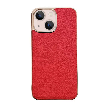 Genuine Leather Luolai Series Nano Electroplating Phone Case, For iPhone 14, For iPhone 14 Plus, For iPhone 14 Pro, For iPhone 14 Pro Max, For iPhone 13, For iPhone 13 Pro, For iPhone 13 Pro Max