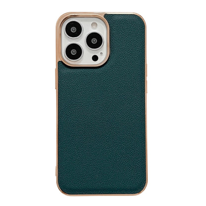 Genuine Leather Luolai Series Nano Electroplating Phone Case, For iPhone 14, For iPhone 14 Plus, For iPhone 14 Pro, For iPhone 14 Pro Max, For iPhone 13, For iPhone 13 Pro, For iPhone 13 Pro Max