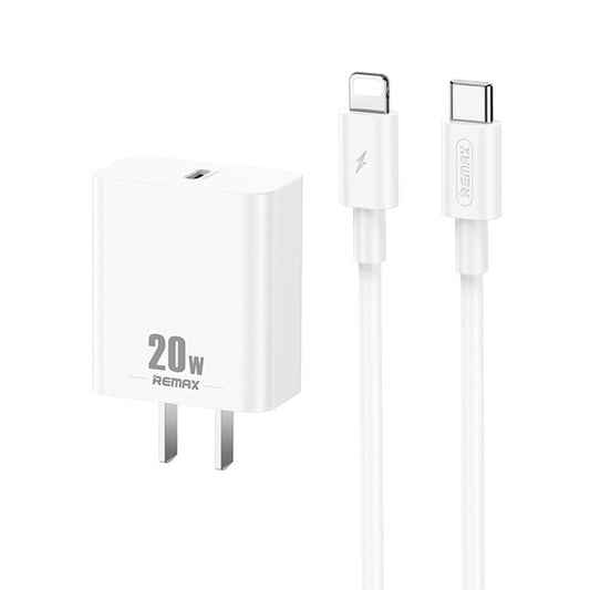 REMAX RP-U5 Extreme 2 Series 20W PD Charger + 1m USB-C / Type-C to 8 Pin Fast Charge Data Cable Set, CN Plug, EU Plug, US Plug