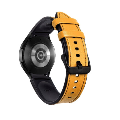 Silicone + Leather Black Buckle Watch Band, For Samsung Galaxy Watch5 Pro 45mm/5 44mm/5 40mm