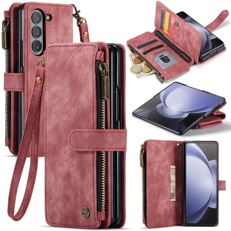 CaseMe C30 Multifunctional Card Slots Zipper Phone Leather Phone Case, For Samsung Galaxy Z Fold6 5G, For Samsung Galaxy Z Fold5, For Samsung Galaxy Z Fold4 5G