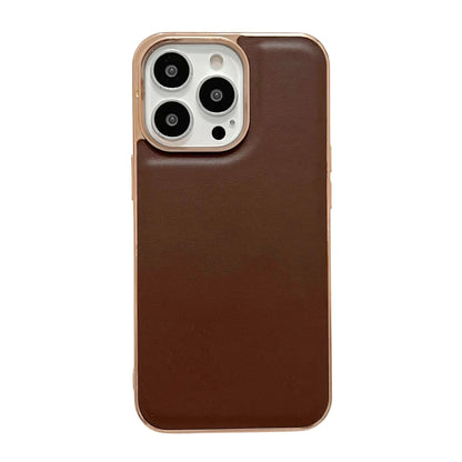 Genuine Leather Xiaoya Series Nano Electroplating Phone Case, For iPhone 14, For iPhone 14 Plus, For iPhone 14 Pro, For iPhone 14 Pro Max, For iPhone 13, For iPhone 13 Pro, For iPhone 13 Pro Max
