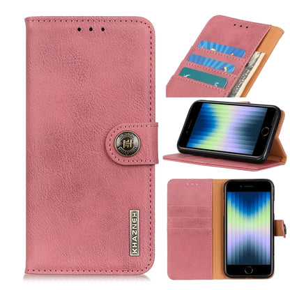 KHAZNEH Cowhide Texture PU + TPU Left and Right Open Leather Case with Bracket & Line Card and Wallet, For iPhone SE 2022 / SE 2020