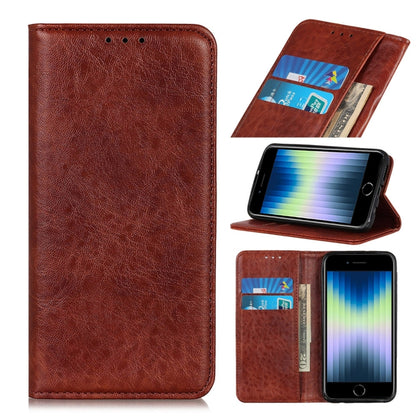 Magnetic Suction Crazy Horse Pattern PU Left and Right Open with Bracket and Card Slot and Wallet, For iPhone SE 2022 / SE 2020