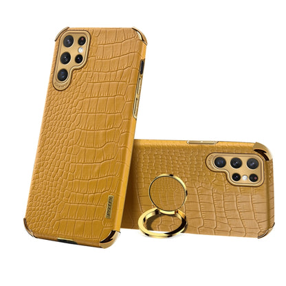 6D Electroplating Crocodile Texture Phone Case With Holder, For Samsung Galaxy A13 5G, For Samsung Galaxy A23 5G, For Samsung Galaxy A53, For Samsung Galaxy M52 5G, For Samsung Galaxy S22 Ultra 5G