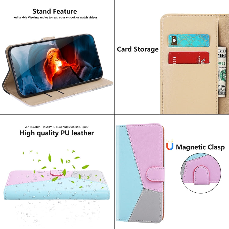 Tricolor Stitching Horizontal Flip Leather Phone Case, For Samsung Galaxy M13 4G, For Samsung Galaxy M23 5G