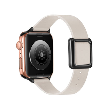Magnetic Black Square Buckle Watch Band For Apple Watch Series, 7 45mm / 6&SE&5&4 44mm / 3&2&1 42mm, 7 41mm / 6&SE&5&4 40mm / 3&2&1 38mm
