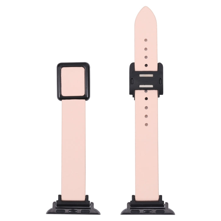 Magnetic Black Square Buckle Watch Band For Apple Watch Series, 7 45mm / 6&SE&5&4 44mm / 3&2&1 42mm, 7 41mm / 6&SE&5&4 40mm / 3&2&1 38mm