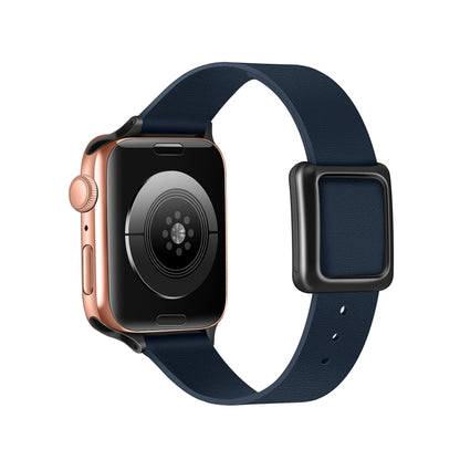 Magnetic Black Square Buckle Watch Band For Apple Watch Series, 7 45mm / 6&SE&5&4 44mm / 3&2&1 42mm, 7 41mm / 6&SE&5&4 40mm / 3&2&1 38mm