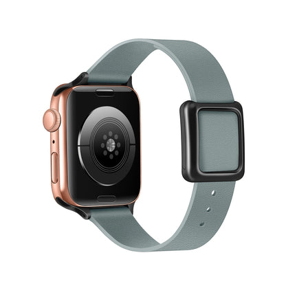 Magnetic Black Square Buckle Watch Band For Apple Watch Series, 7 45mm / 6&SE&5&4 44mm / 3&2&1 42mm, 7 41mm / 6&SE&5&4 40mm / 3&2&1 38mm