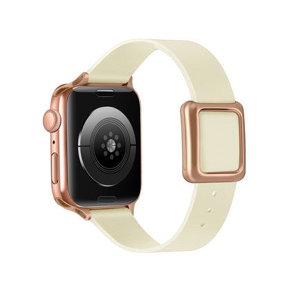 Magnetic Rose Gold Square Buckle Watch Band For Apple Watch Series, 7 45mm / 6&SE&5&4 44mm / 3&2&1 42mm, 7 41mm / 6&SE&5&4 40mm / 3&2&1 38mm