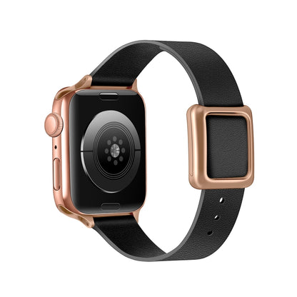 Magnetic Rose Gold Square Buckle Watch Band For Apple Watch Series, 7 45mm / 6&SE&5&4 44mm / 3&2&1 42mm, 7 41mm / 6&SE&5&4 40mm / 3&2&1 38mm