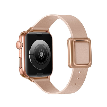 Magnetic Rose Gold Square Buckle Watch Band For Apple Watch Series, 7 45mm / 6&SE&5&4 44mm / 3&2&1 42mm, 7 41mm / 6&SE&5&4 40mm / 3&2&1 38mm