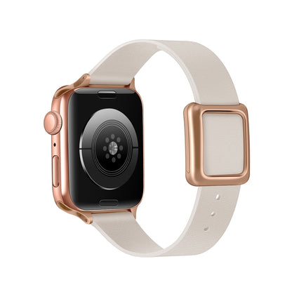 Magnetic Rose Gold Square Buckle Watch Band For Apple Watch Series, 7 45mm / 6&SE&5&4 44mm / 3&2&1 42mm, 7 41mm / 6&SE&5&4 40mm / 3&2&1 38mm
