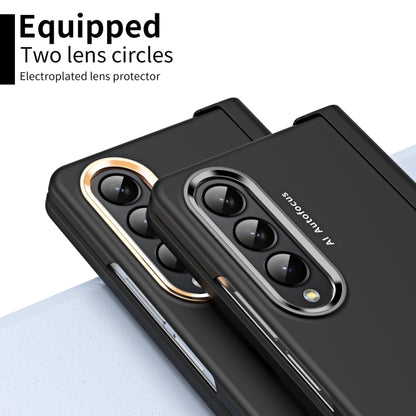 Skin Feel Two-color Contact Lens Hinge Flip Phone Case with Pen Slot, For Samsung Galaxy Z Fold4