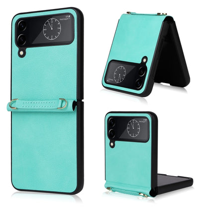 Lambskin Texture Leather Phone Case with Lanyard, For Samsung Galaxy Z Flip4