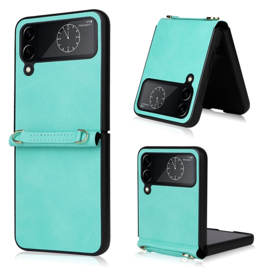 Lambskin Texture Leather Phone Case with Lanyard, For Samsung Galaxy Z Flip4