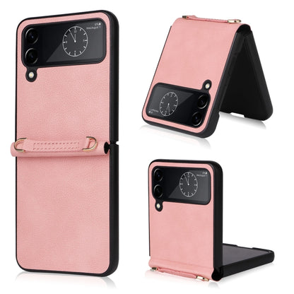 Lambskin Texture Leather Phone Case with Lanyard, For Samsung Galaxy Z Flip4