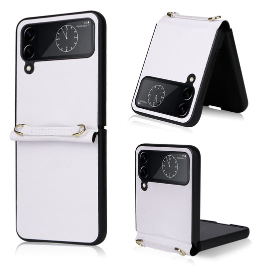 Twill Texture Leather Phone Case with Lanyard, For Samsung Galaxy Z Flip4