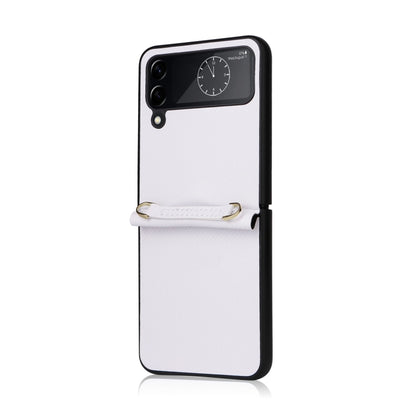 Twill Texture Leather Phone Case with Lanyard, For Samsung Galaxy Z Flip4