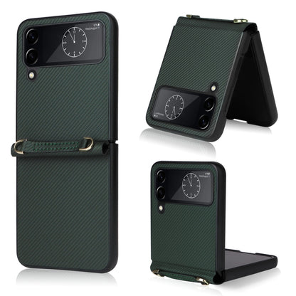 Twill Texture Leather Phone Case with Lanyard, For Samsung Galaxy Z Flip4