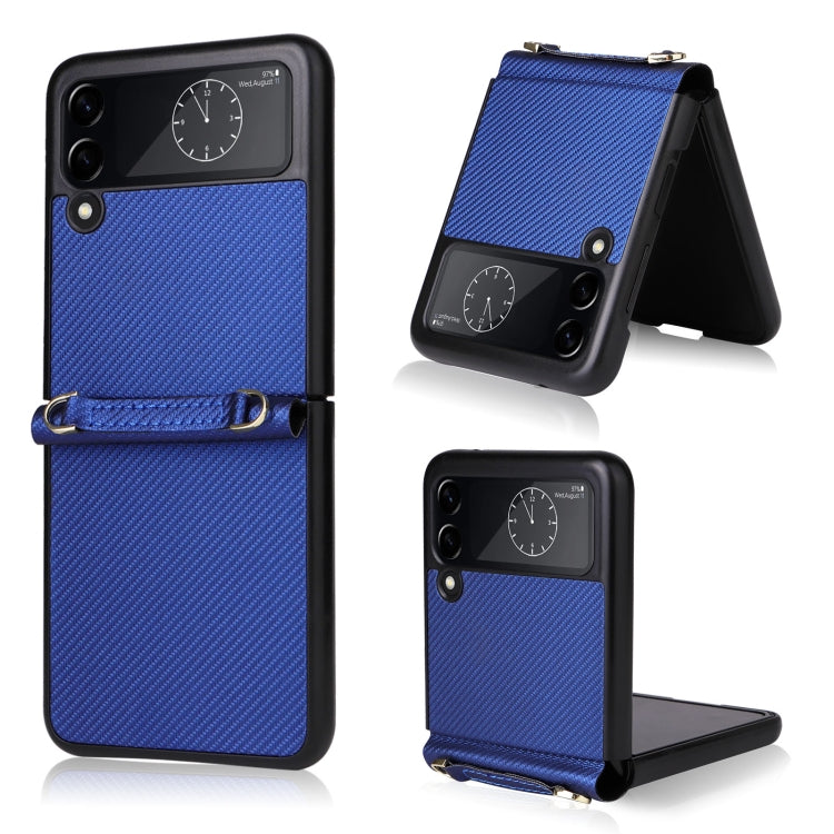 Twill Texture Leather Phone Case with Lanyard, For Samsung Galaxy Z Flip4