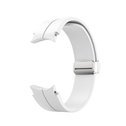 Folding Silver Buckle Silicone Watch Band, For Samsung Galaxy Watch5 40&44mm / Pro 45mm