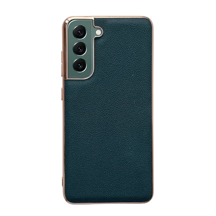 Genuine Leather Luolai Series Nano Electroplating Phone Case, For Samsung Galaxy S21 5G, For Samsung Galaxy S21 FE 5G, For Samsung Galaxy S21+ 5G, For Samsung Galaxy S22 5G, For Samsung Galaxy S22+ 5G