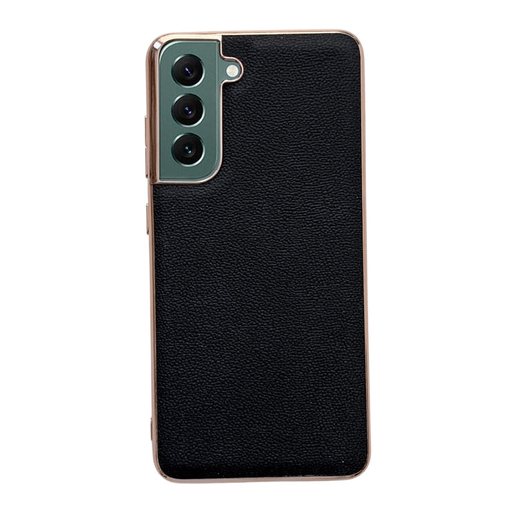 Genuine Leather Luolai Series Nano Electroplating Phone Case, For Samsung Galaxy S21 5G, For Samsung Galaxy S21 FE 5G, For Samsung Galaxy S21+ 5G, For Samsung Galaxy S22 5G, For Samsung Galaxy S22+ 5G