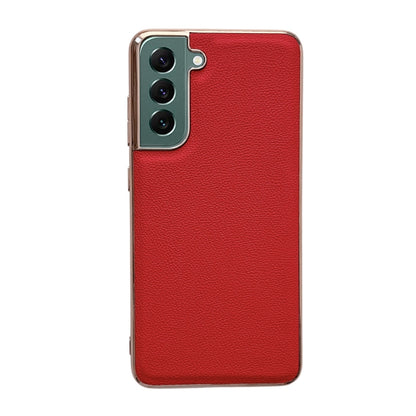 Genuine Leather Luolai Series Nano Electroplating Phone Case, For Samsung Galaxy S21 5G, For Samsung Galaxy S21 FE 5G, For Samsung Galaxy S21+ 5G, For Samsung Galaxy S22 5G, For Samsung Galaxy S22+ 5G