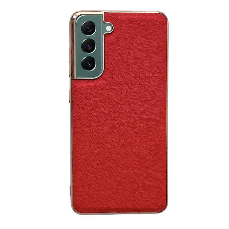 Genuine Leather Luolai Series Nano Electroplating Phone Case, For Samsung Galaxy S21 5G, For Samsung Galaxy S21 FE 5G, For Samsung Galaxy S21+ 5G, For Samsung Galaxy S22 5G, For Samsung Galaxy S22+ 5G