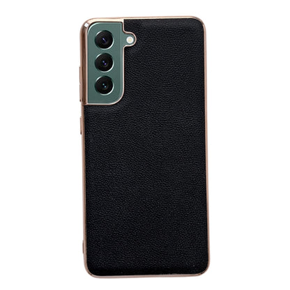 Genuine Leather Luolai Series Nano Electroplating Phone Case, For Samsung Galaxy S21 5G, For Samsung Galaxy S21 FE 5G, For Samsung Galaxy S21+ 5G, For Samsung Galaxy S22 5G, For Samsung Galaxy S22+ 5G