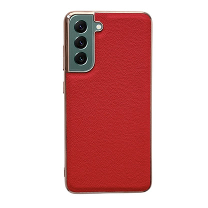 Genuine Leather Luolai Series Nano Electroplating Phone Case, For Samsung Galaxy S21 5G, For Samsung Galaxy S21 FE 5G, For Samsung Galaxy S21+ 5G, For Samsung Galaxy S22 5G, For Samsung Galaxy S22+ 5G