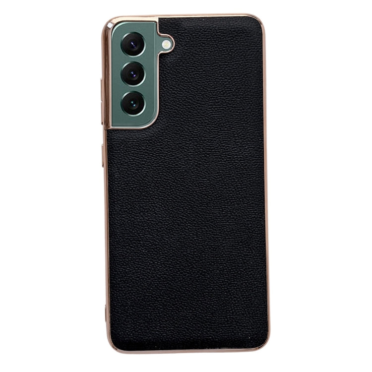 Genuine Leather Luolai Series Nano Electroplating Phone Case, For Samsung Galaxy S21 5G, For Samsung Galaxy S21 FE 5G, For Samsung Galaxy S21+ 5G, For Samsung Galaxy S22 5G, For Samsung Galaxy S22+ 5G