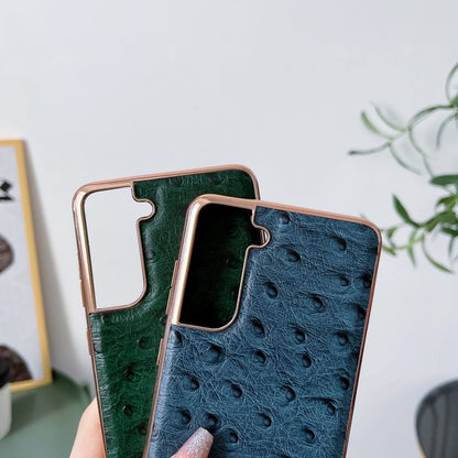 Genuine Leather Ostrich Texture Series Nano Electroplating Phone Case, For Samsung Galaxy S21 5G, For Samsung Galaxy S21 FE 5G, For Samsung Galaxy S21+ 5G, For Samsung Galaxy S22 5G, For Samsung Galaxy S22+ 5G