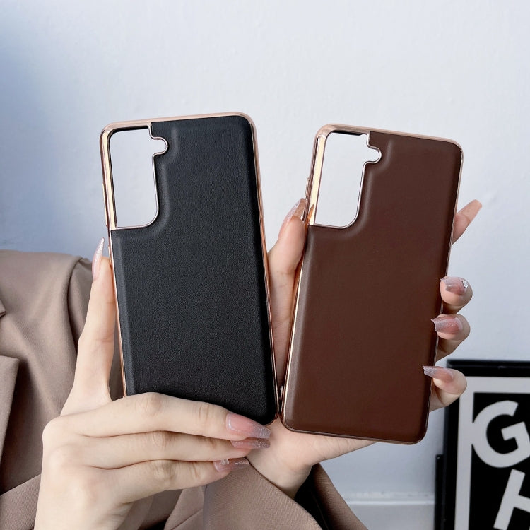 Genuine Leather Xiaoya Series Nano Electroplating Phone Case, For Samsung Galaxy S21 5G, For Samsung Galaxy S21 FE 5G, For Samsung Galaxy S21+ 5G, For Samsung Galaxy S22 5G, For Samsung Galaxy S22+ 5G