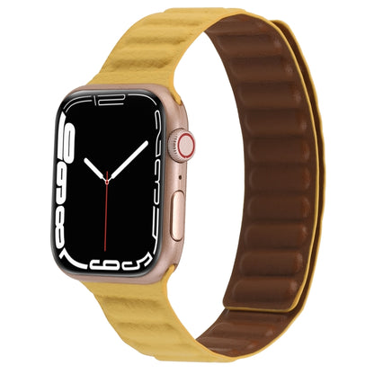 Magnetic Two-color Loop Slim Leather Watch Band For Apple Watch Series, 7 45mm / 6&SE&5&4 44mm / 3&2&1 42mm, 7 41mm / 6&SE&5&4 40mm / 3&2&1 38mm