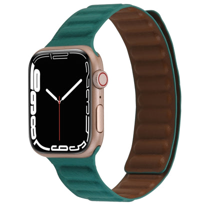 Magnetic Two-color Loop Slim Leather Watch Band For Apple Watch Series, 7 45mm / 6&SE&5&4 44mm / 3&2&1 42mm, 7 41mm / 6&SE&5&4 40mm / 3&2&1 38mm