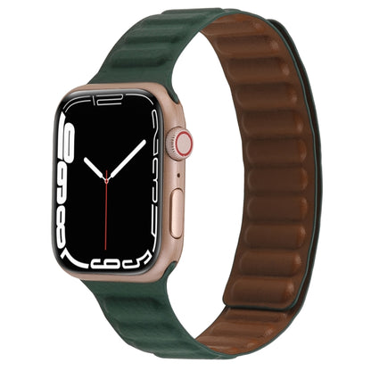 Magnetic Two-color Loop Slim Leather Watch Band For Apple Watch Series, 7 45mm / 6&SE&5&4 44mm / 3&2&1 42mm, 7 41mm / 6&SE&5&4 40mm / 3&2&1 38mm