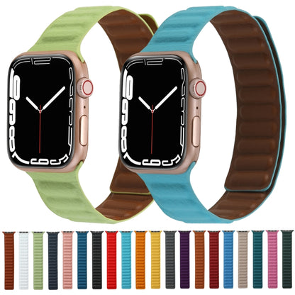 Magnetic Two-color Loop Slim Leather Watch Band For Apple Watch Series, 7 45mm / 6&SE&5&4 44mm / 3&2&1 42mm, 7 41mm / 6&SE&5&4 40mm / 3&2&1 38mm
