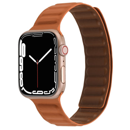 Magnetic Two-color Loop Slim Leather Watch Band For Apple Watch Series, 7 45mm / 6&SE&5&4 44mm / 3&2&1 42mm, 7 41mm / 6&SE&5&4 40mm / 3&2&1 38mm