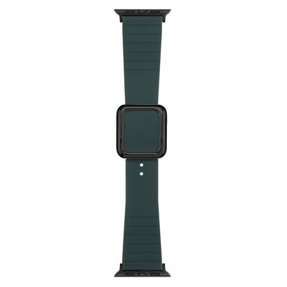 Black Square Buckle Silicone Watch Band For Apple Watch Series, 7 45mm / 6&SE&5&4 44mm / 3&2&1 42mm, 7 41mm / 6&SE&5&4 40mm / 3&2&1 38mm